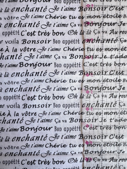 French Text Fabric 1/2 Yard