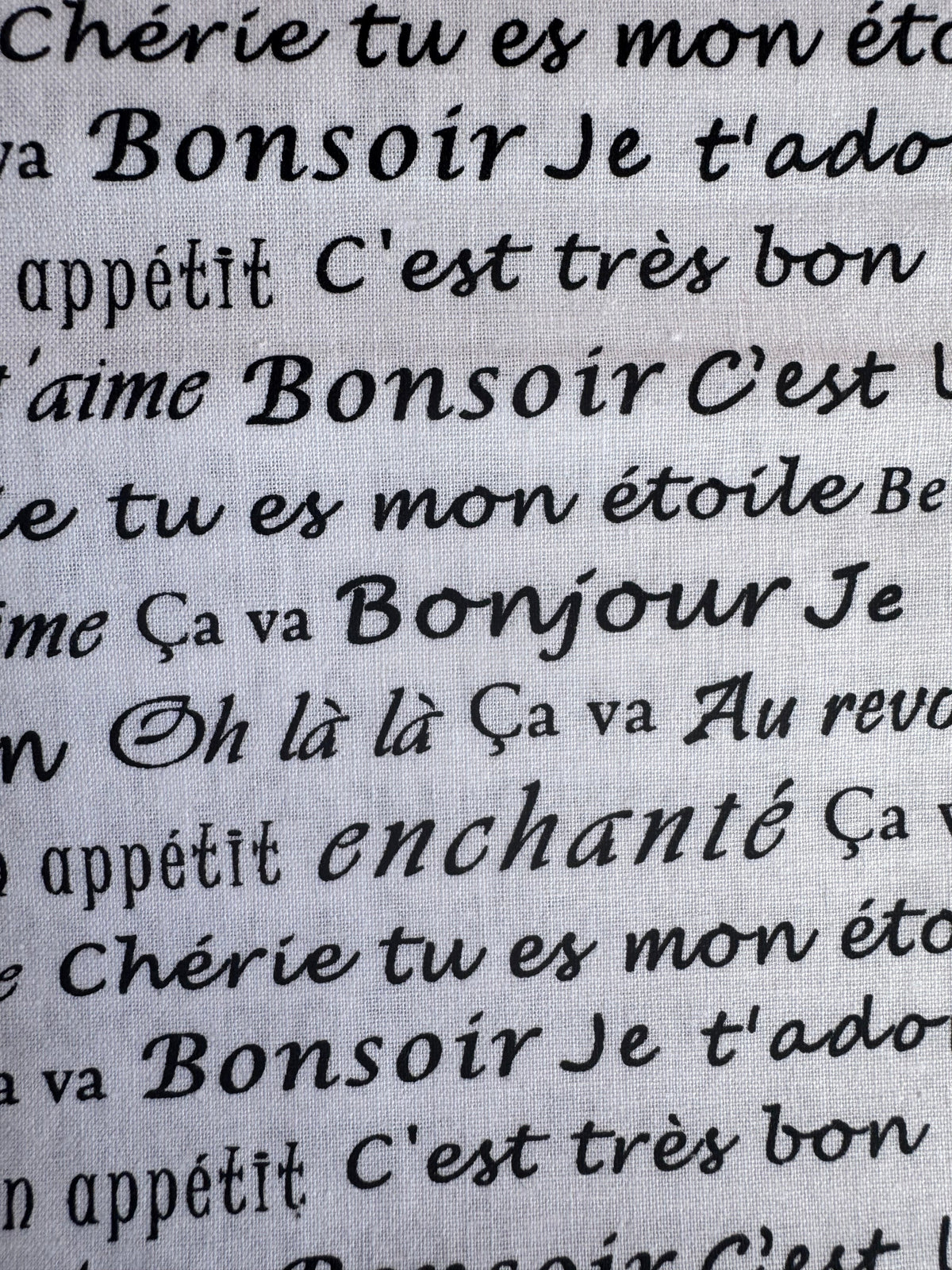 French Text Fabric 1/2 Yard