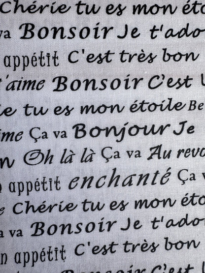 French Text Fabric 1/2 Yard