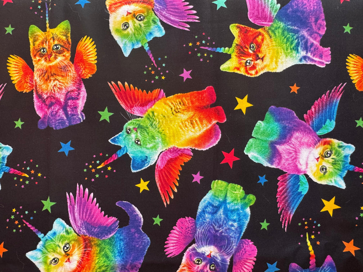 Rainbow Unicorn Cats Fabric 3 Yards
