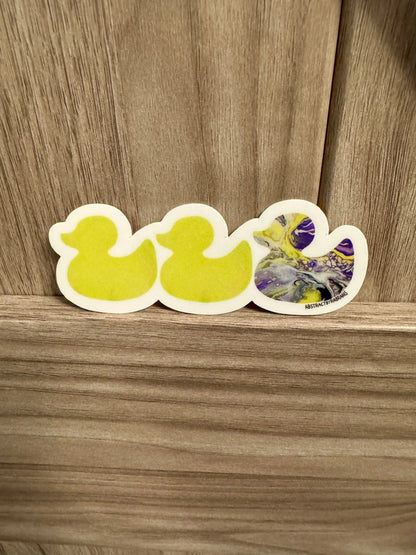 Duck Duck Non Binary Duck Sticker - Duck Duck Gray Duck - Duck Duck Pride Duck - Non-Binary Pride 3.5"x1.5"