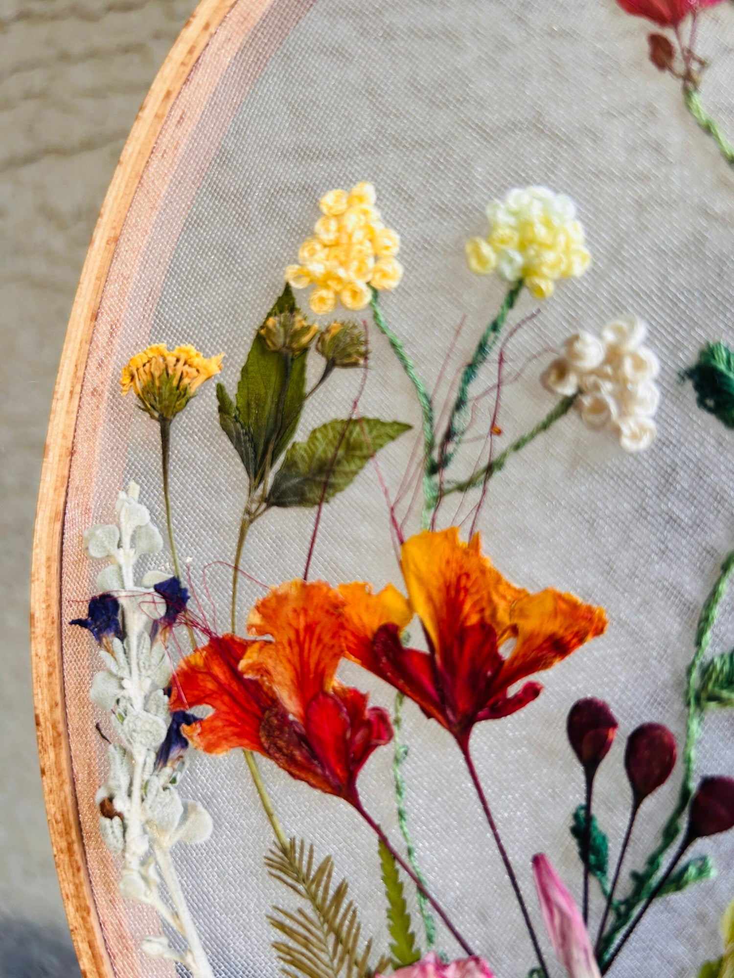 Hand Embroidery Pressed Flowers: Held Together With Light