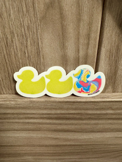 Duck Duck Pansexual Duck Sticker - Duck Duck Gray Duck - Duck Duck Pride Duck - Pansexual Pride - 3.5"x1.5"