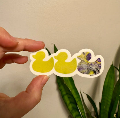 Duck Duck Non Binary Duck Sticker - Duck Duck Gray Duck - Duck Duck Pride Duck - Non-Binary Pride 3.5"x1.5"