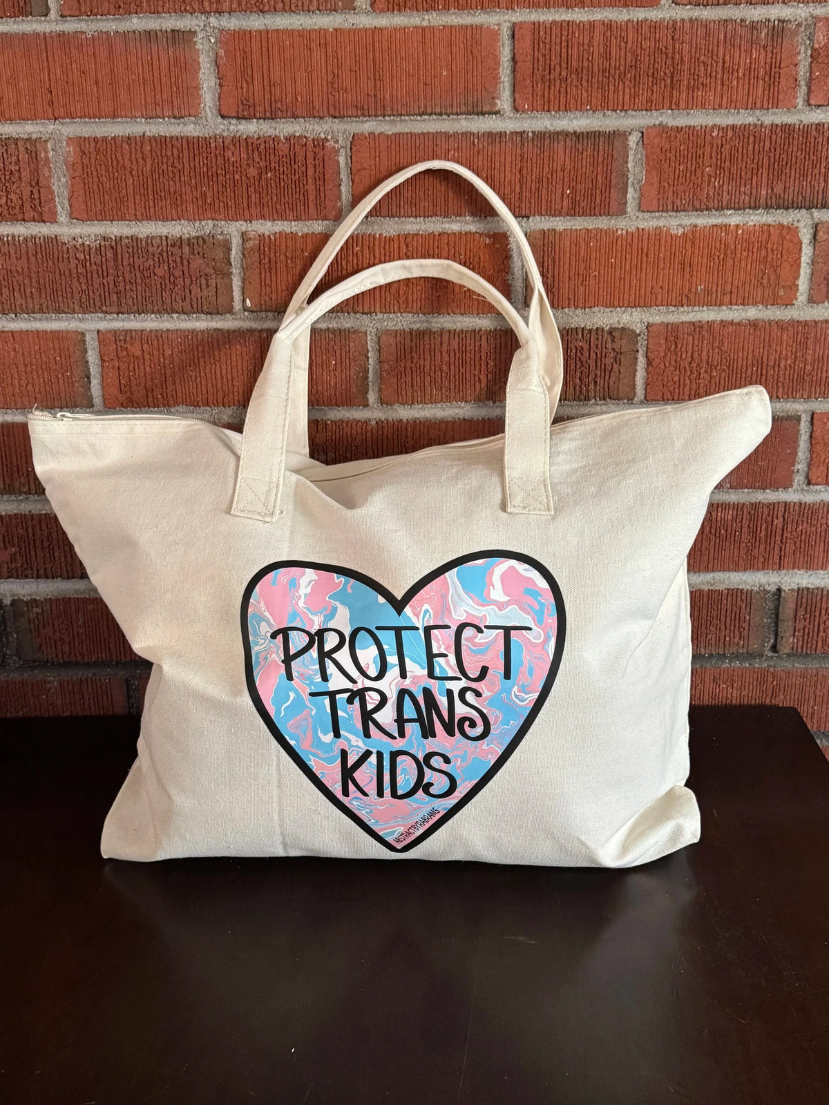 Protect Trans Kids Tote Bag XL Tote Bag with Zipper