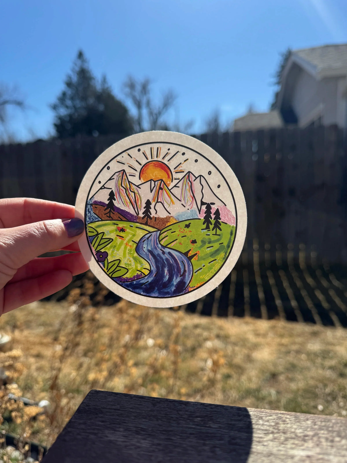 Rainbow Mountain Scene Suncatcher Decal – Progress Pride Window Decal, 4.5"x4.5"