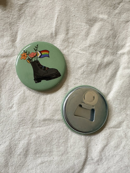 Pride Flag Combat Boot Bouquet Magnetic Bottle Opener