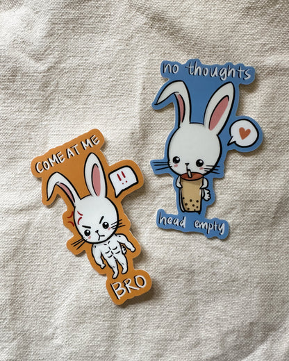 No Thoughts Head Empty Bunny Sticker (Matte)
