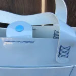 Limited Edition Handmade Sky Blue Shimmer Vinyl Mini Tote with Adjustable Detachable Crossbody Strap