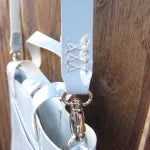 Limited Edition Handmade Sky Blue Shimmer Vinyl Mini Tote with Adjustable Detachable Crossbody Strap