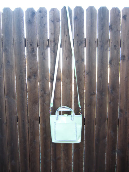 Vinyl Light Green Mini Tote with Rainbow Hardware- St Patricks Day and Easter