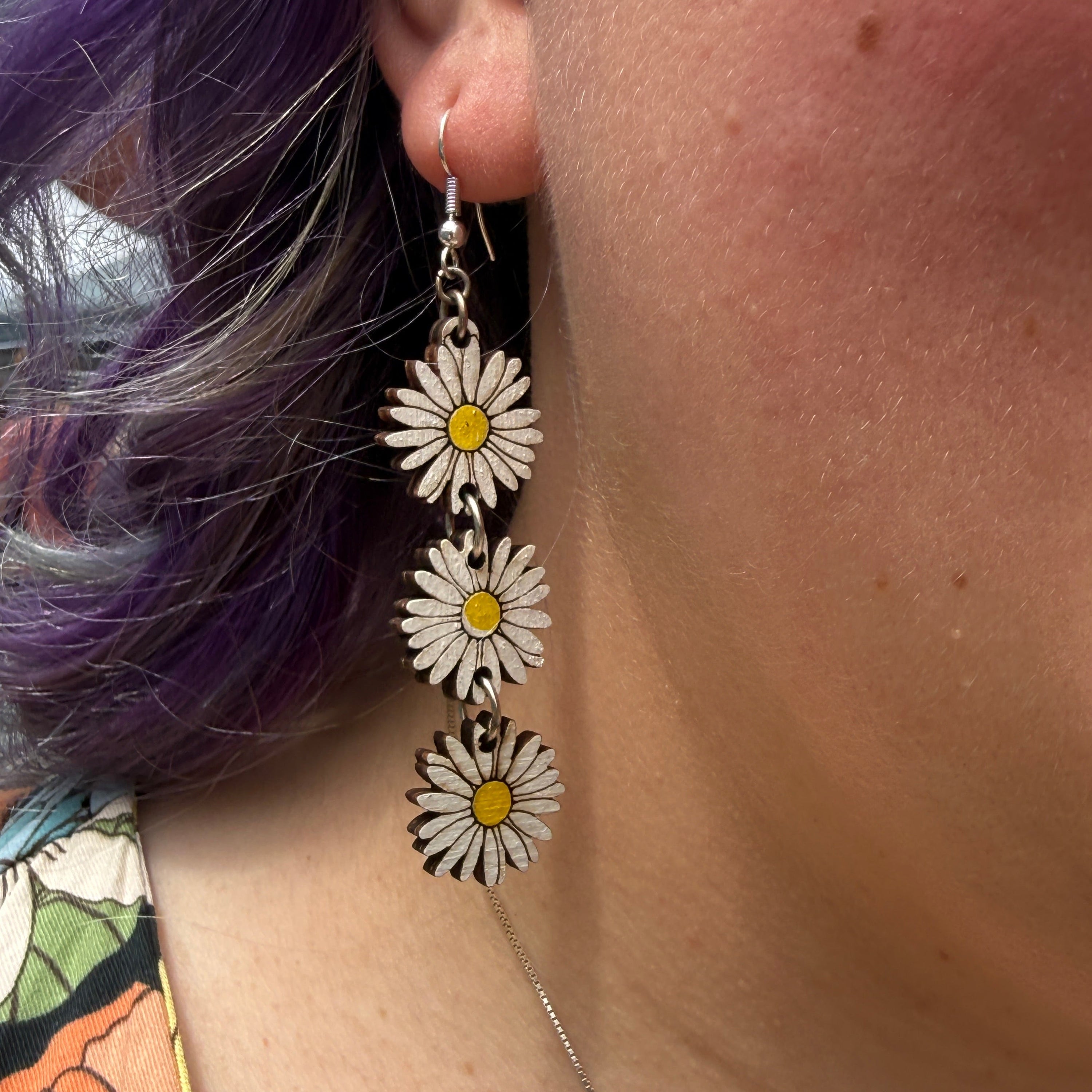 Daisy Chain Wooden Earrings | Floral Garden Jewelry
