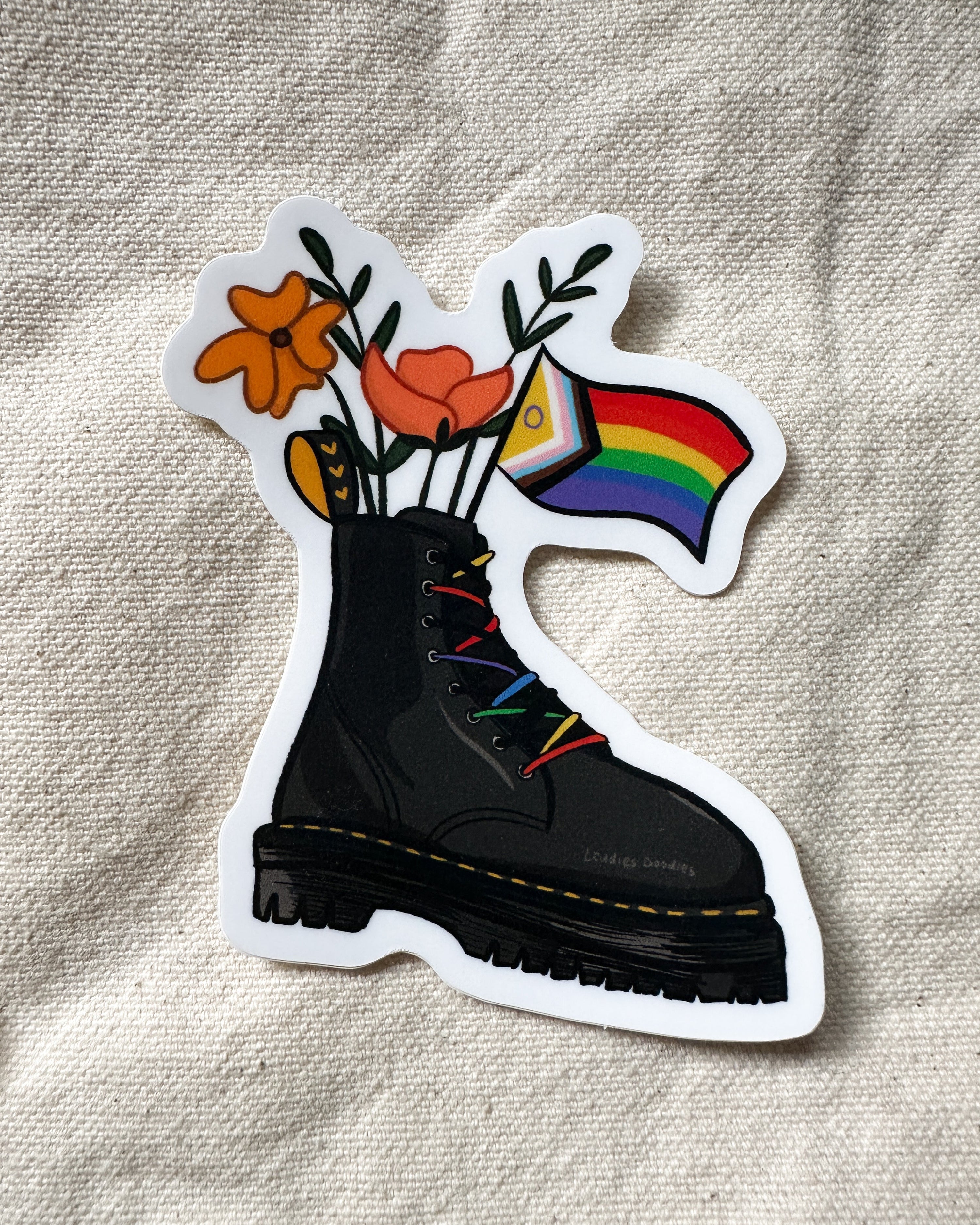 Pride Flag Combat Boot Bouquet Sticker (Matte)