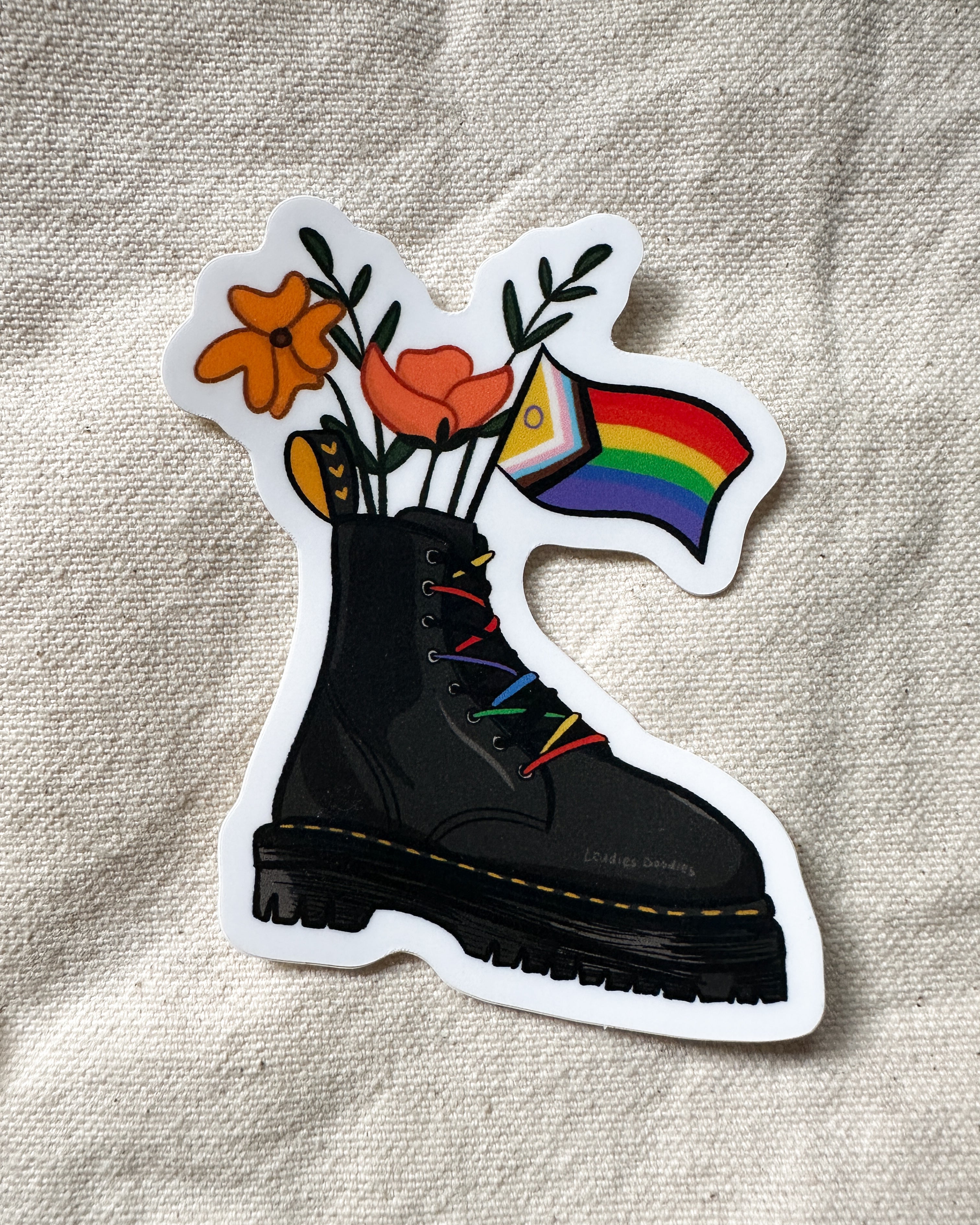 Pride Flag Combat Boot Bouquet Sticker (Matte)