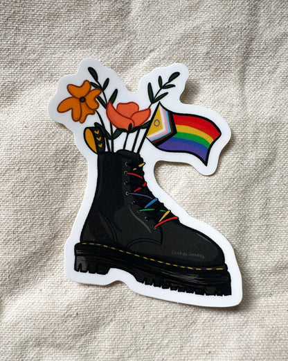 Pride Flag Combat Boot Bouquet Sticker (Matte)