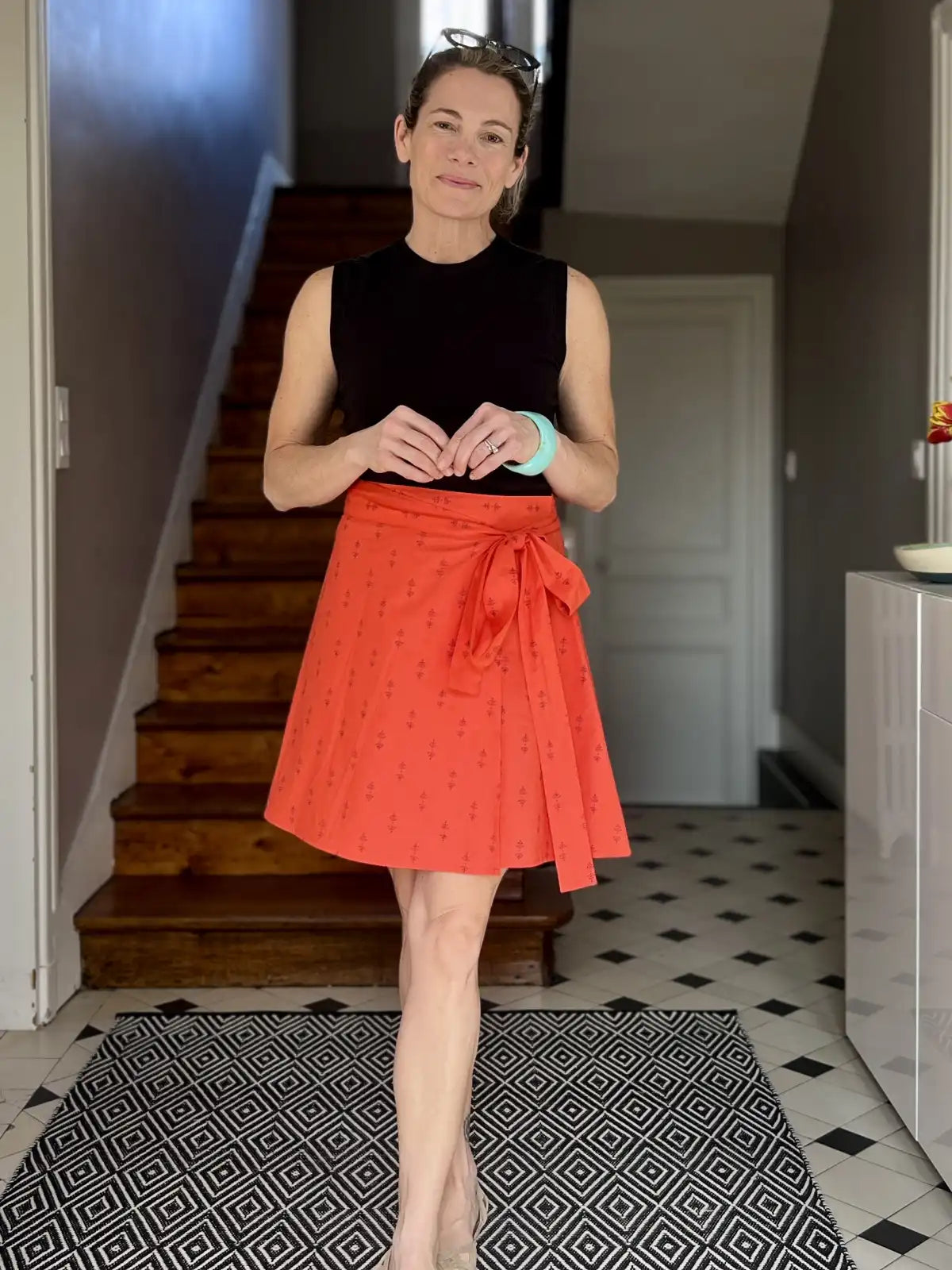 Tomato Staghorn Short Wrap Skirt