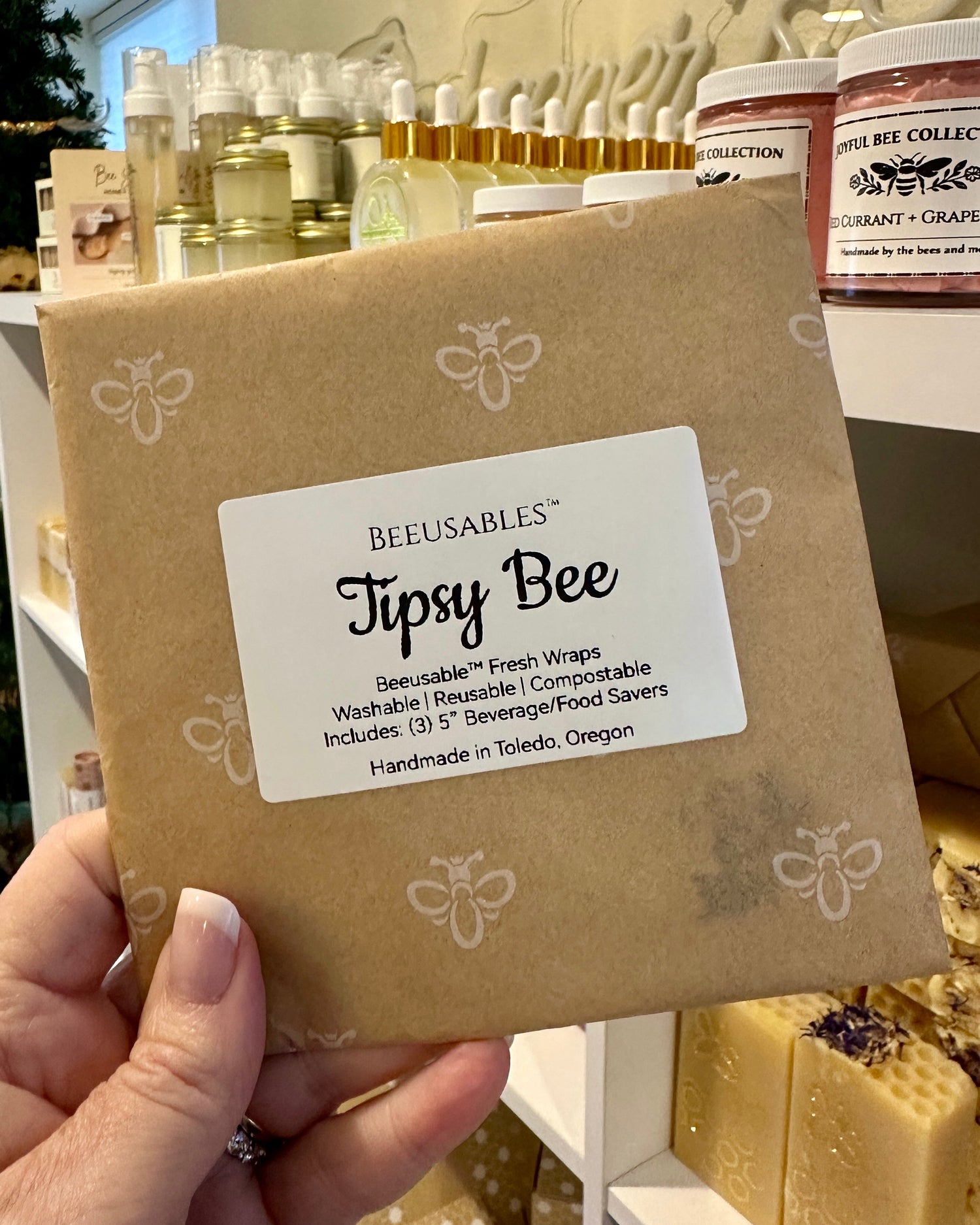 Beeusables | Tipsy Bee 5" Beeswax Wrap 3 Pack