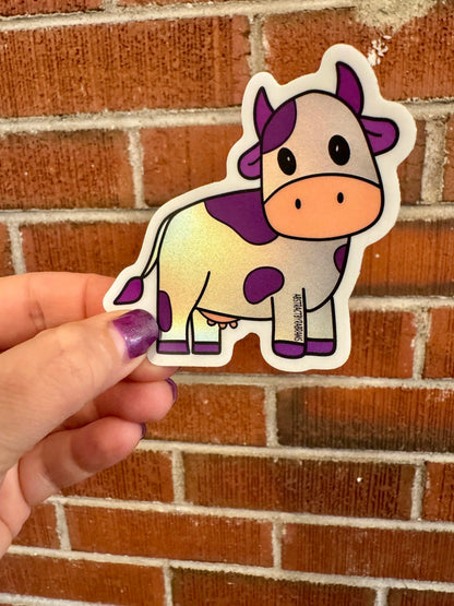 Purple Cow Vaporwave Sticker - Hand Drawn - 3"
