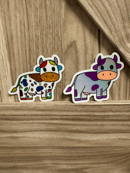 Purple Cow Vaporwave Sticker - Hand Drawn - 3"