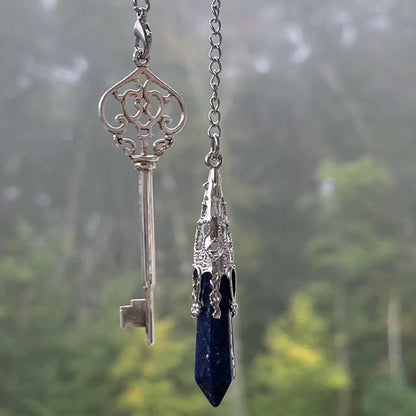 Baroque Crystal Pendulum with Silver Key Charm
