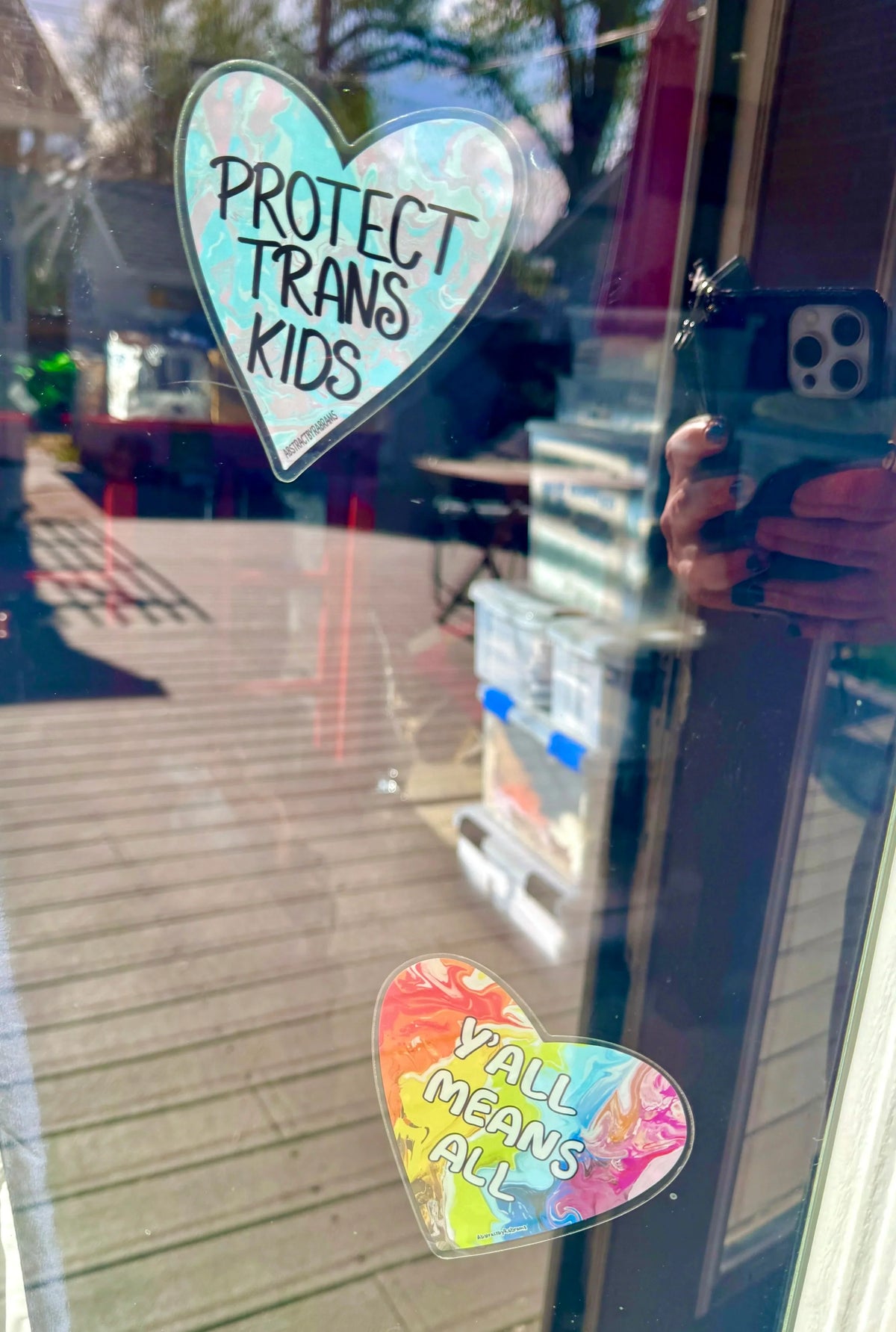 Protect Trans Kids Window Cling - 4" Front Adhesive - Displays Outwards