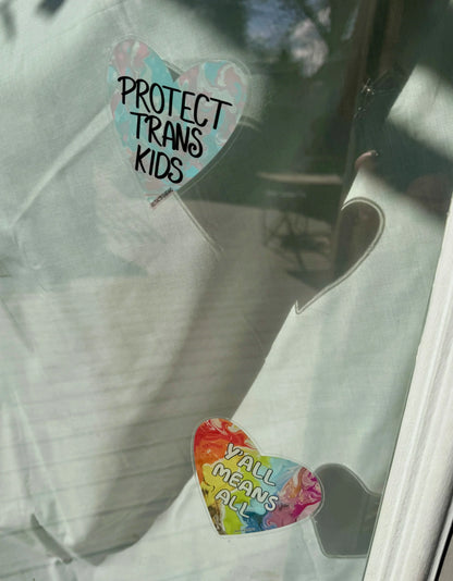 Protect Trans Kids Window Cling - 4" Front Adhesive - Displays Outwards