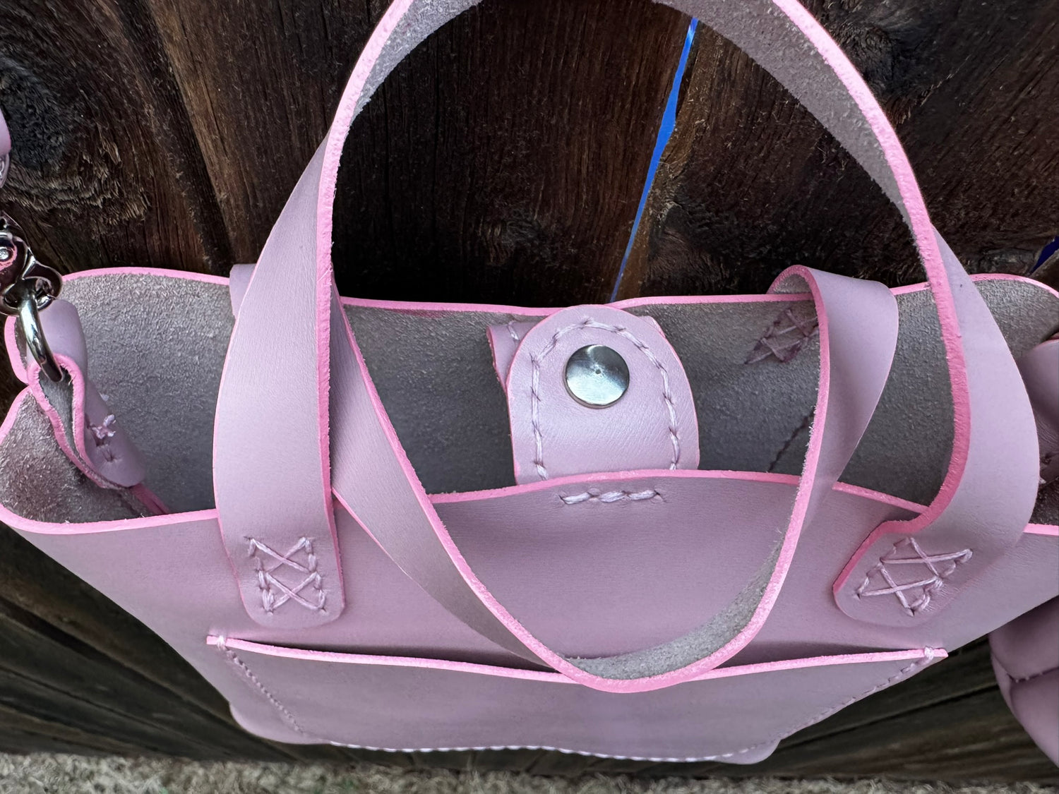 Limited Edition Handmade Soft Pink Leather Mini Tote with Adjustable and Detachable Crossbody Strap