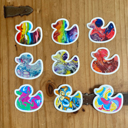 Purple, Yellow, Black and White Duck Sticker - Nonbinary Pride - Easy Peel - Vinyl - 3"