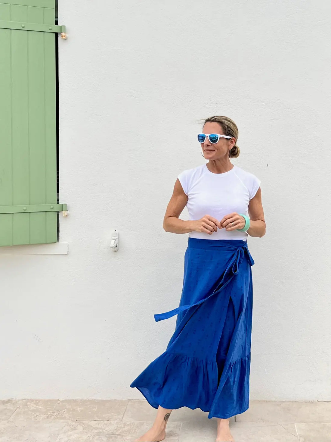Royal Staghorn Maxi Ruffle Wrap Skirt