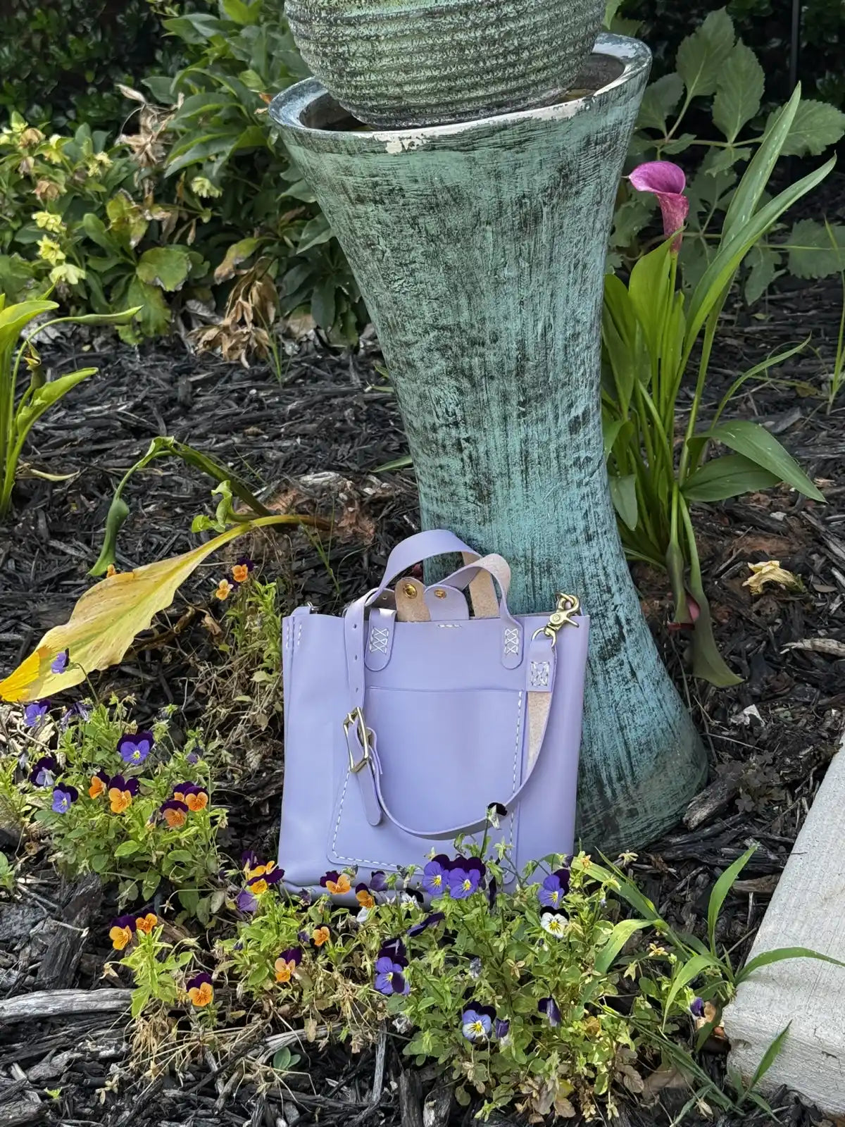 Lavender Mini Tote with Silver Hardware