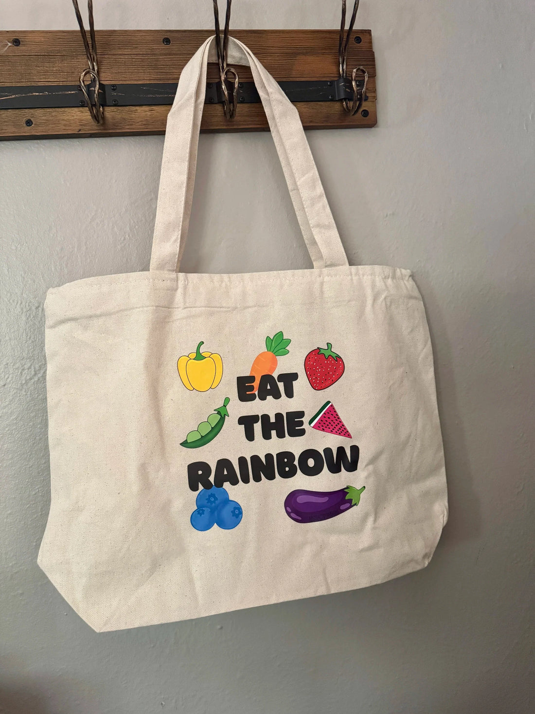 Eat The Rainbow - XL Tote Bag with a Zipper and inner pocket