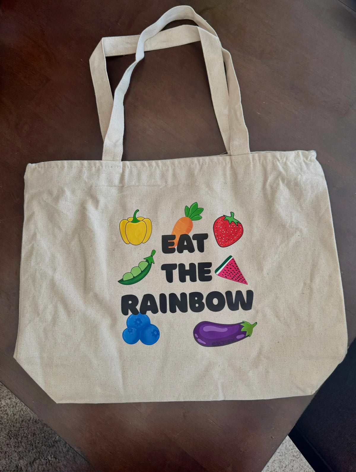 Eat The Rainbow - XL Tote Bag with a Zipper and inner pocket