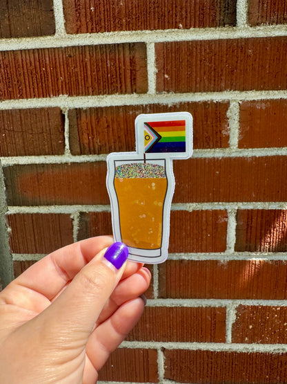 Rainbow Glittery Beer Sticker