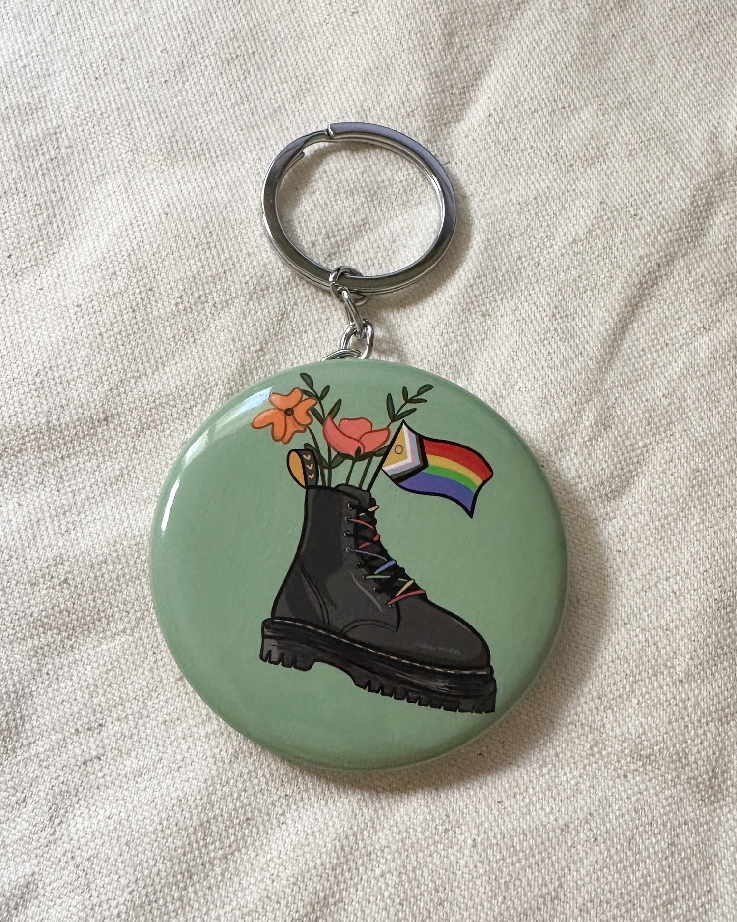Pride Flag Combat Boot Bouquet Bottle Opener Keychain