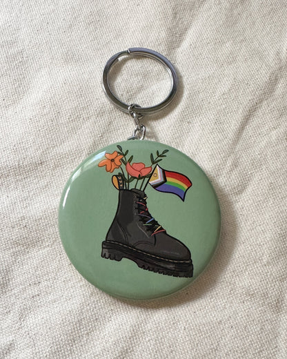 Pride Flag Combat Boot Bouquet Bottle Opener Keychain