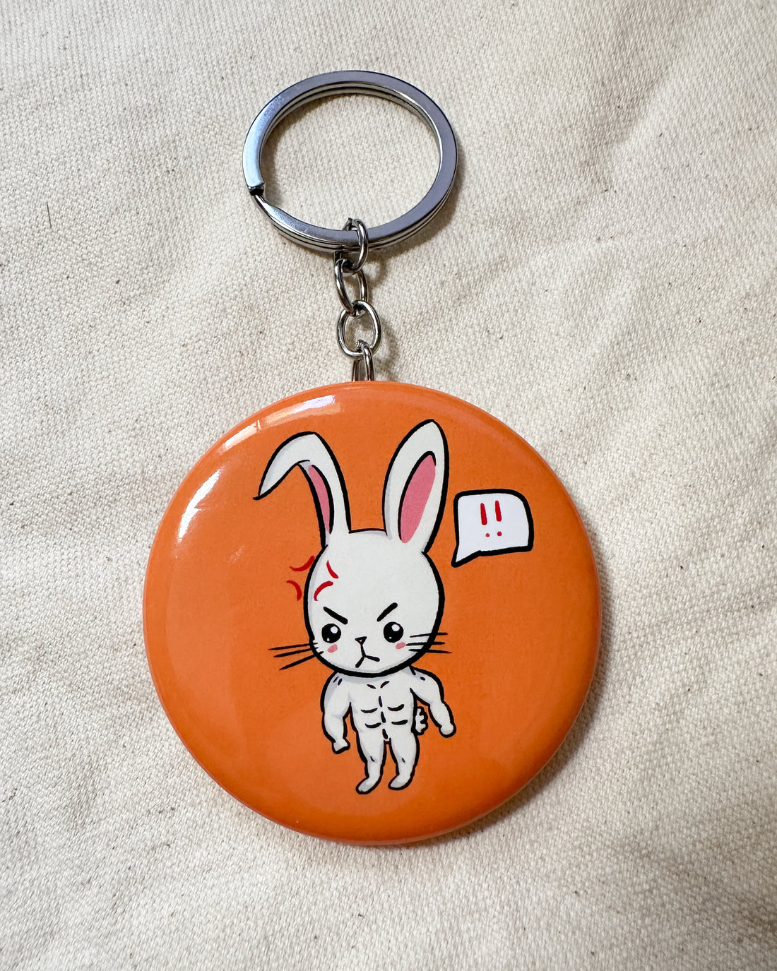 Angry Buff Bunny Bottle Opener Keychain