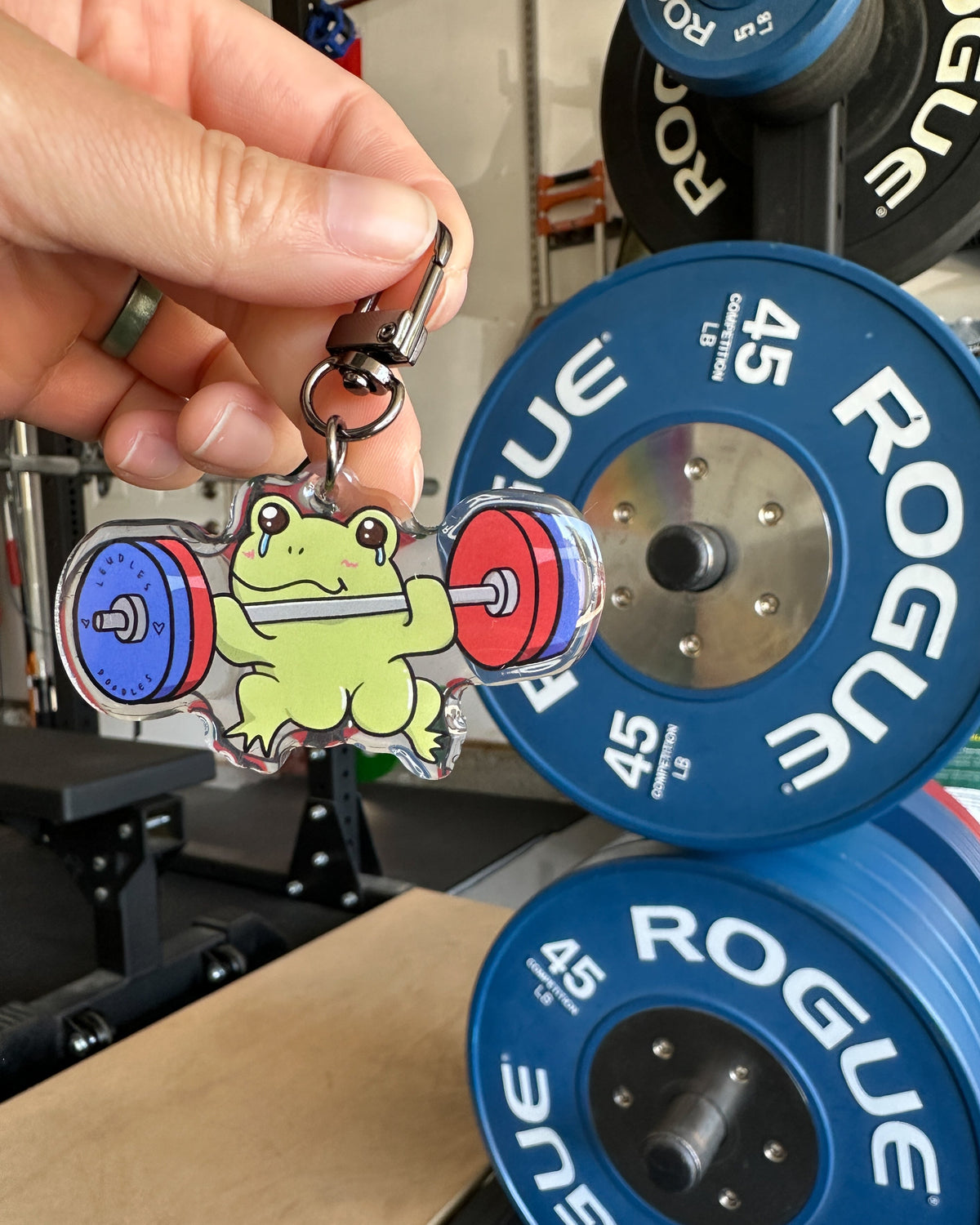 Powerlifting Squat Froggy Acrylic Keychain