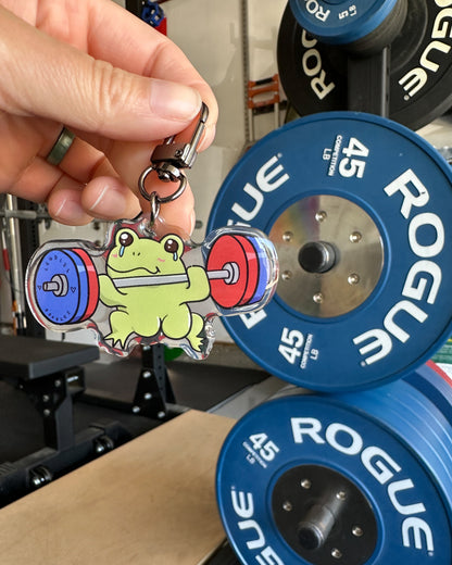 Powerlifting Squat Froggy Acrylic Keychain