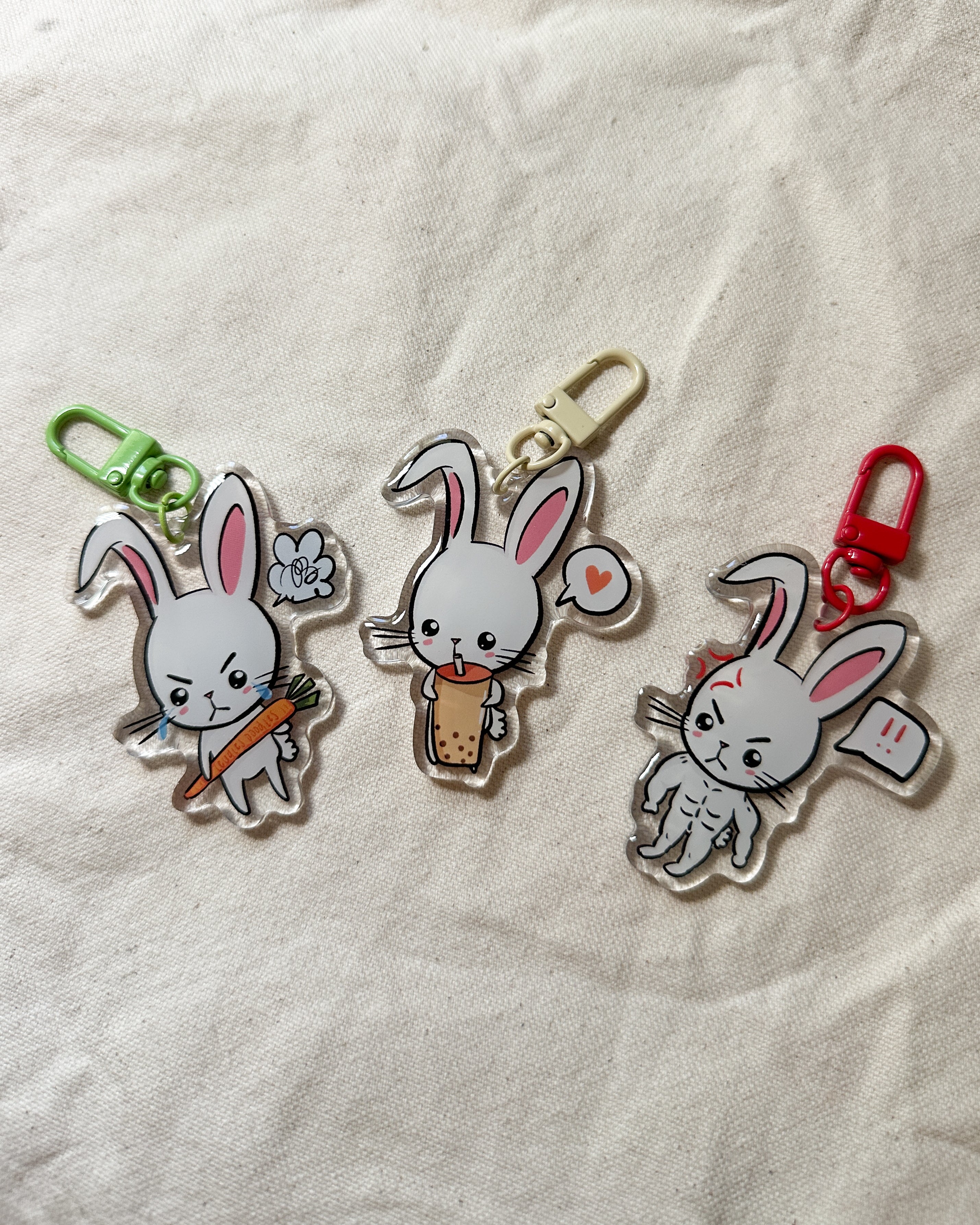 Angry Buff Bunny Acrylic Keychain