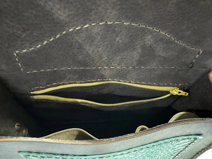 Embossed Cowhide Croc Look Leather Dorsett Purse