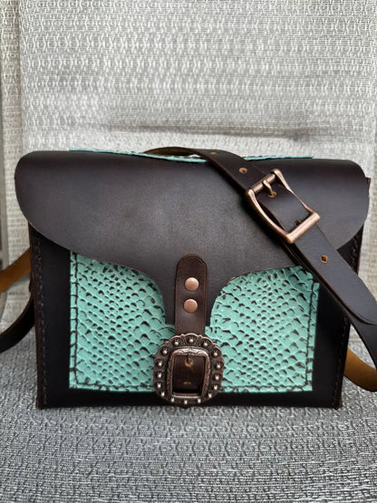 Embossed Cowhide Croc Look Leather Dorsett Purse