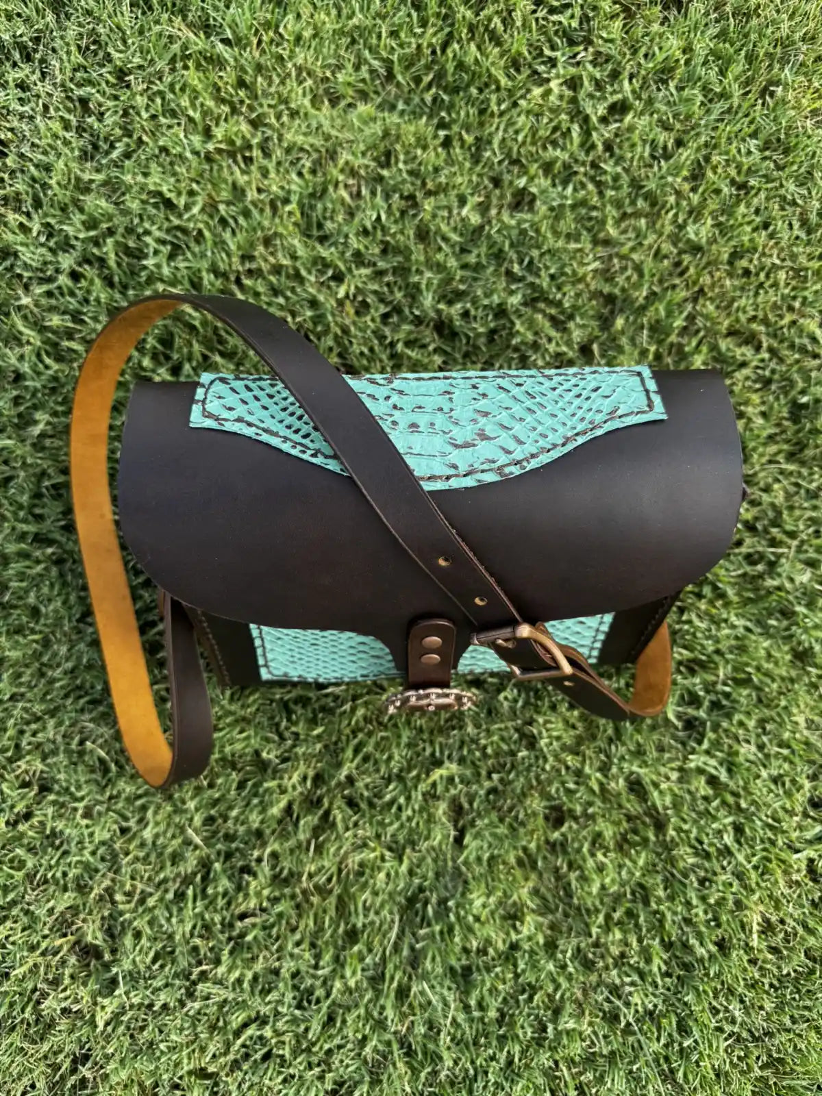 Embossed Cowhide Croc Look Leather Dorsett Purse