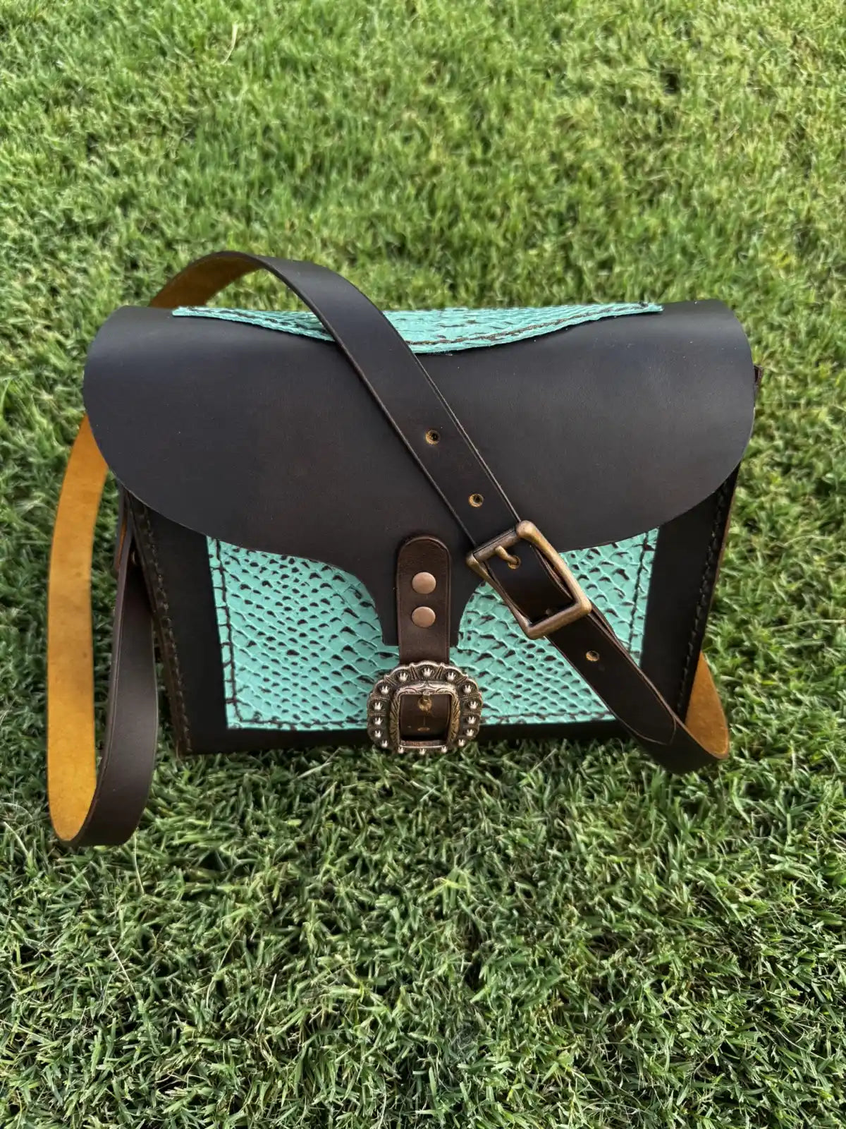 Embossed Cowhide Croc Look Leather Dorsett Purse