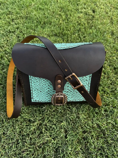 Embossed Cowhide Croc Look Leather Dorsett Purse