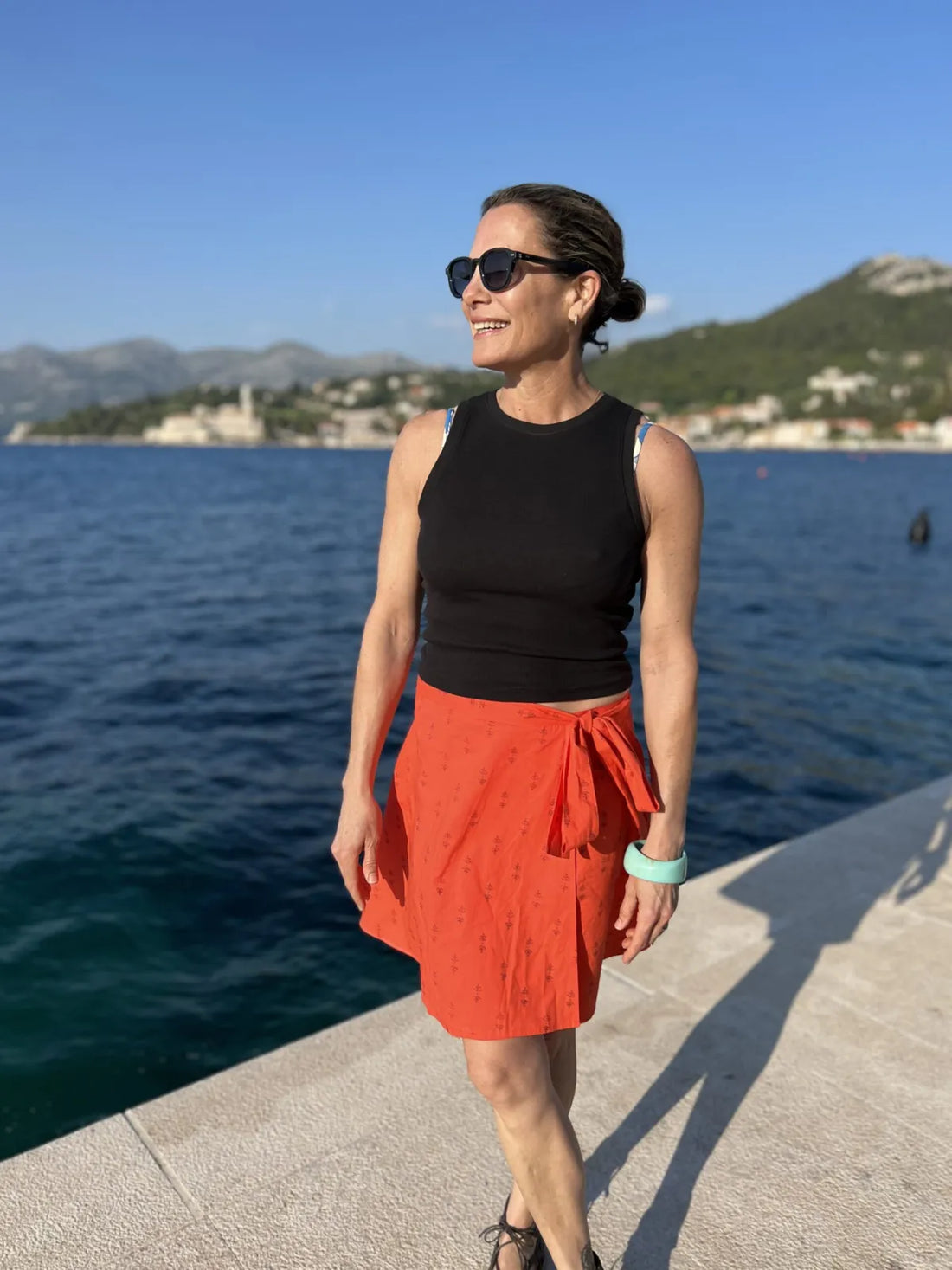 Tomato Staghorn Short Wrap Skirt