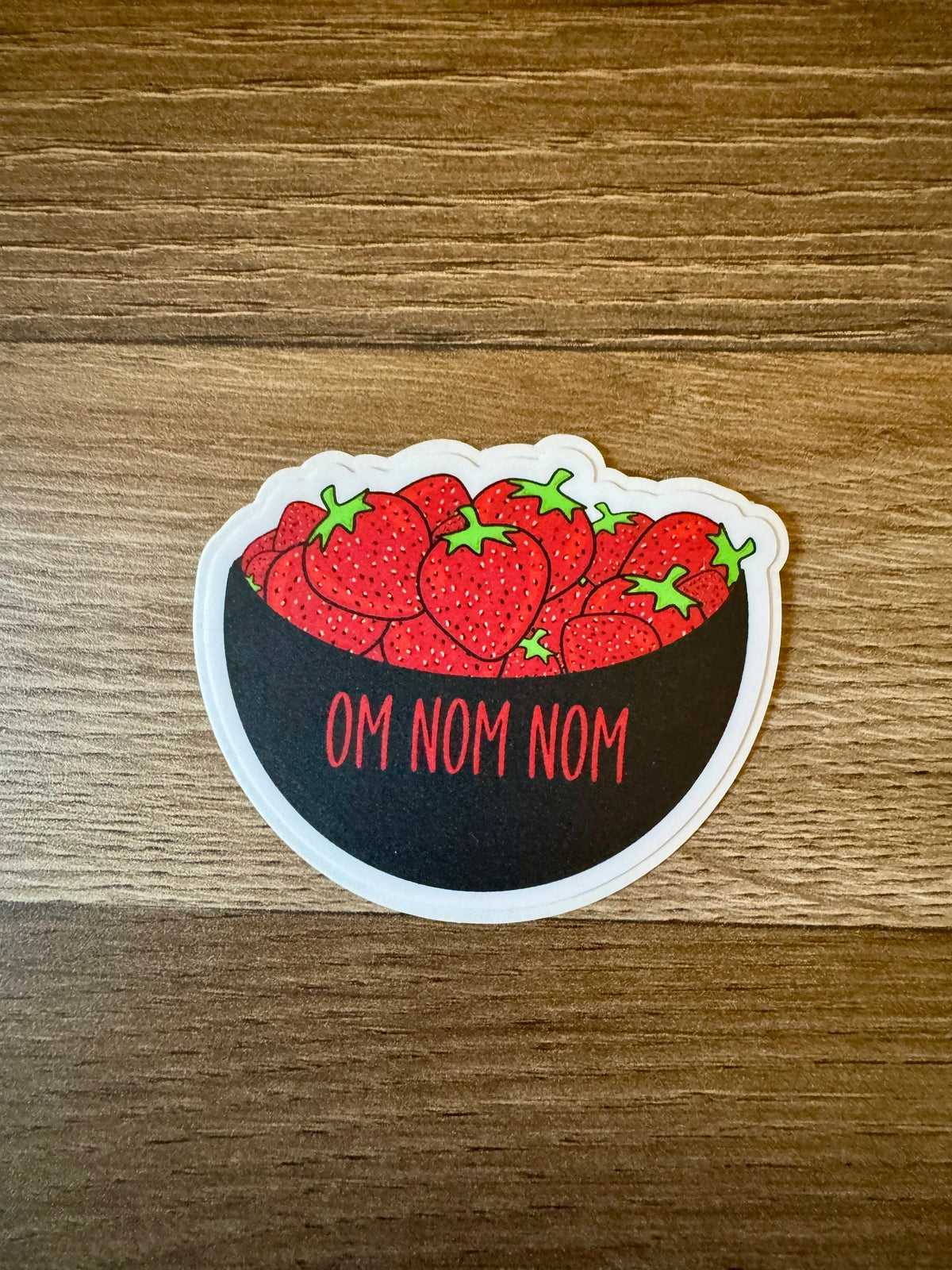 Hand Drawn Bowl of Strawberries Sticker - Om Nom Nom