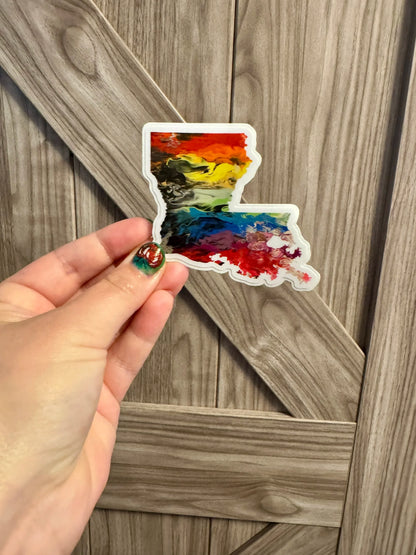Louisiana State Trans Pride and Rainbow State Vinyl Sticker