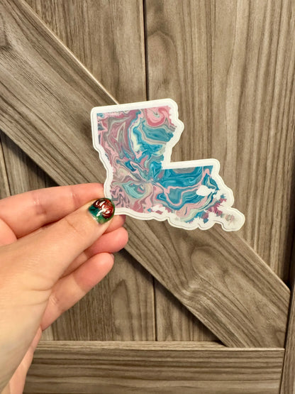 Louisiana State Trans Pride and Rainbow State Vinyl Sticker