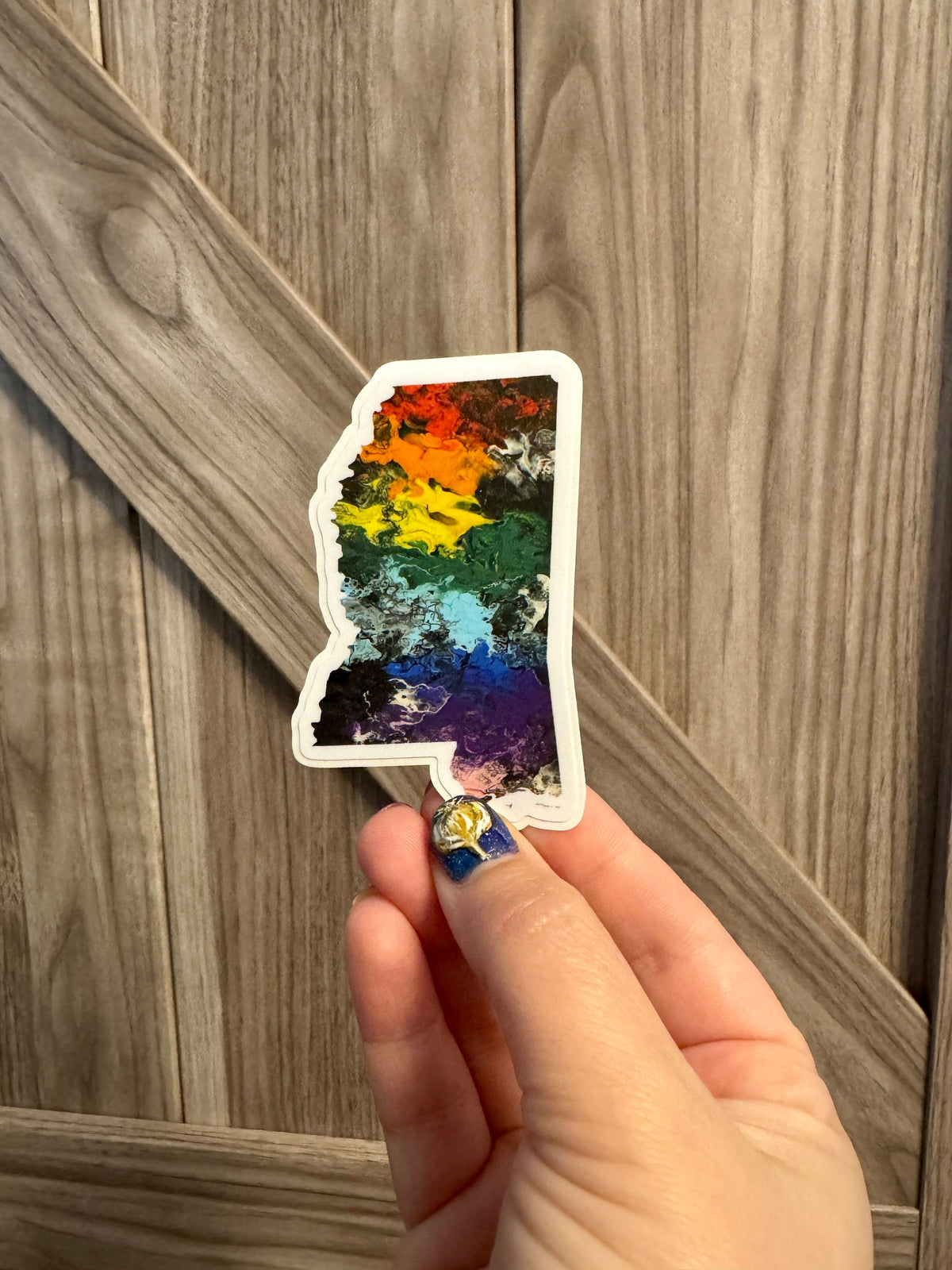 Mississippi State Trans Pride and Rainbow State Vinyl Sticker