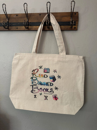 Read Banned Book Tote Bag - XL Tote With Zipper